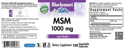 Foto 2 | Foto 2 | Suplemento Bluebonnet Msm 100 Mg, 120 Cápsulas Vegetales - Venta Internacional.