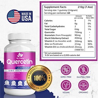 Foto 2 | Foto 2 | Suplemento De Gomitas De Quercetina Biovitalica Con Bromelina 750 Mg - Venta Internacional.