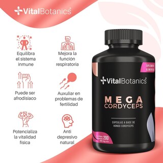 Foto 2 | Foto 2 | Hongo Cordyceps Para Deportistas 200 Caps | Vitalbotanics