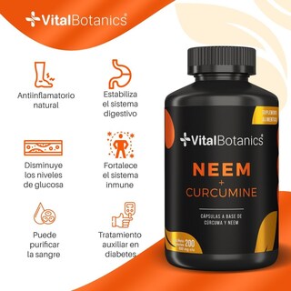Foto 2 | Foto 2 | Neem + Curcuma Suplemento Con 200 Capsulas | Vitalbotanics
