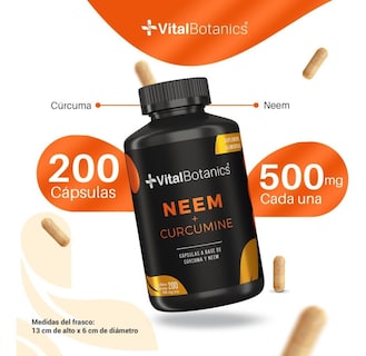 Foto 3 | Foto 3 | Neem + Curcuma Suplemento Con 200 Capsulas | Vitalbotanics