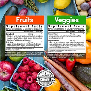 Foto 2 | Foto 2 | Suplemento Country Farms Frutas Y Verduras 360 Cápsulas - Venta Internacional.