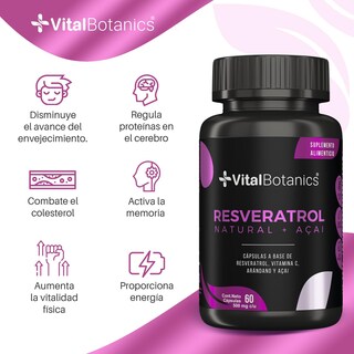 Foto 2 | Foto 2 | Resveratrol + Acai | Suplemento Multivitamínico Con Vitamina C, Resveratrol, Arandano Y Acaí.