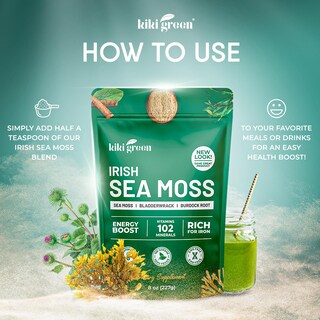 Foto 6 | Foto 6 | Polvo De Musgo Marino Kiki Green Irish De 250 Ml Con Bardana - Venta Internacional.