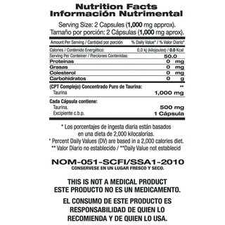 Foto 3 | Foto 3 | Taurine 1,000 F&nt Fórmula de Taurina Pura en Cápsula