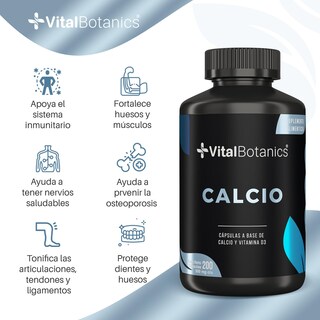 Foto 2 | Foto 2 | Calcio + Vitamina D3 Con 200 Capsulas | Vitalbotanics