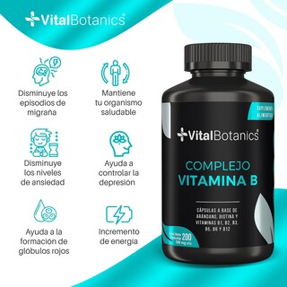 Foto 2 | Foto 2 | Complejo B Vitaminas B1 B2 B3 B5 B12 200 Caps Vitalbotanics