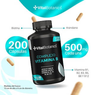 Foto 3 | Foto 3 | Complejo B Vitaminas B1 B2 B3 B5 B12 200 Caps Vitalbotanics