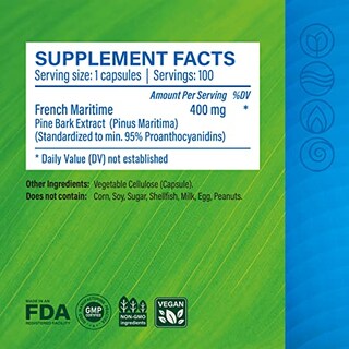 Foto 2 | Foto 2 | Suplemento De Extracto De Corteza De Pino De Mauwe Herbs, 400 Mg, 100 Cápsulas Veganas - Venta Internacional.