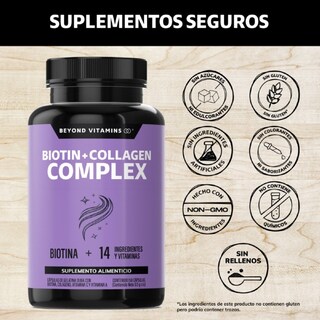 Foto 4 | Foto 4 | Suplemento Alimenticio Biotina Beyond Vitamins BEAUTY-150 con Colágeno y Vitaminas 150 Cápsulas