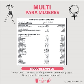 Foto 5 | Foto 5 | Multivitamínico para Mujeres Beyond Vitamins MULTI-WOMEN-150 con 24 Ingredientes y Vitaminas 150 Cápsulas