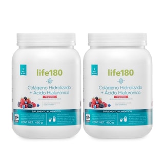 Foto 1 | Foto 1 | Colágeno Hidrolizado Life180, más Ácido Hialurónico en Polvo, Sabor Moras, Paquete de 2 Piezas de 450gr. 30 Porciones