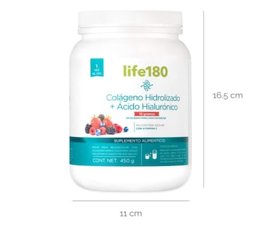 Foto 2 | Foto 2 | Colágeno Hidrolizado Life180, más Ácido Hialurónico en Polvo, Sabor Moras, Paquete de 2 Piezas de 450gr. 30 Porciones