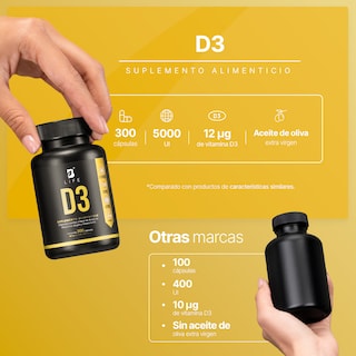 Foto 3 | Foto 3 | Suplemento B Life Vitamina D3 5000 Ui 300 Cápsulas Ingredientes Naturales