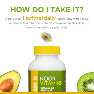 Foto 7 | Foto 7 | Suplemento Noor Vitamins Halal, Vitamina D3, 5000 Ui, Cápsulas Blandas, 6 - Venta Internacional.