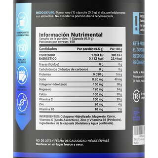 Foto 2 | Foto 2 | Mezcla de Zinc/ Magnesio/ Vitamina C/ Colágeno Hidrolizado/ Vitamina B6 150 Cápsulas Ingredientes Naturales ZMA Blend B Life