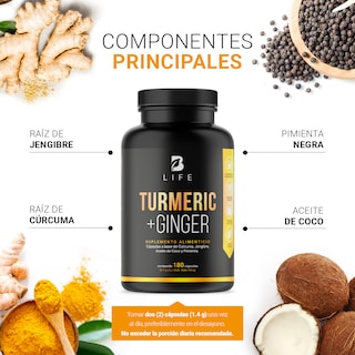 Foto 4 | Foto 4 | Suplemento Alimenticio B Life Turmeric con Ginger 180 Cápsulas