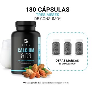 Foto 5 | Foto 5 | Suplemento Alimenticio B Life Calcium +D3 180 Cápsulas