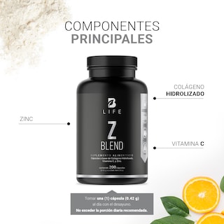 Foto 4 | Foto 4 | Zinc de 200 Cápsulas Ingredientes Naturales Zin Colágeno y Vitamina C Z Blend B Life