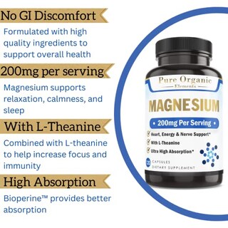 Foto 4 | Foto 4 | Suplemento De Glicinato De Magnesio Pure Organic Elements, 120 Unidades - Venta Internacional.