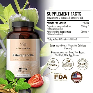 Foto 2 | Foto 2 | Suplemento Herbamama Ashwagandha En Cápsulas 1500 Mg 250 Cápsulas - Venta Internacional.