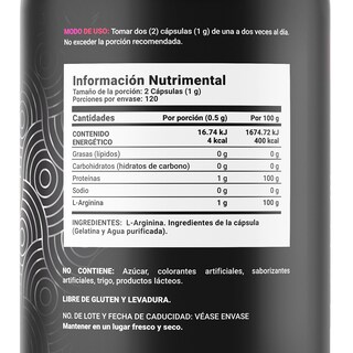 Foto 2 | Foto 2 | Arginina 240 Cápsulas de 500 mg B Life