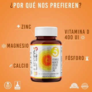 Foto 2 | Foto 2 | Vit D Plus Bienestar General Lifeed5 60 Cápsulas Con Vitamina D, Magnesio, Fosforo, Calcio y Zinc