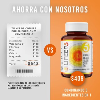 Foto 5 | Foto 5 | Vit D Plus Bienestar General Lifeed5 60 Cápsulas Con Vitamina D, Magnesio, Fosforo, Calcio y Zinc