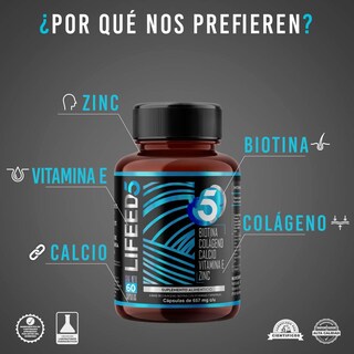Foto 2 | Foto 2 | Suplemento Alimenticio para Hombre Lifeed5 Ayuda al Cabello Barba y Piel 60 Cápsulas