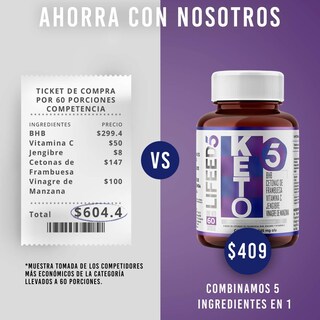 Foto 4 | Foto 4 | Keto 60 Cápsulas Con Bhb Lifeed5 Cetonas de Frambuesa Suplemento Alimenticio Multi