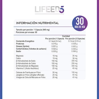 Foto 8 | Foto 8 | Keto 60 Cápsulas Con Bhb Lifeed5 Cetonas de Frambuesa Suplemento Alimenticio Multi