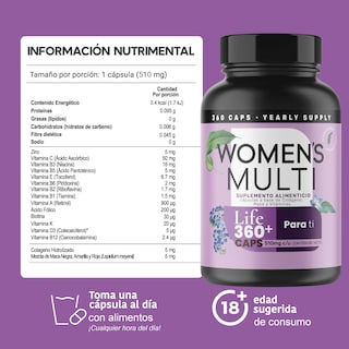 Foto 3 | Foto 3 | Vitaminas para Mujer Life 360+ Multi 360 Cápsulas con Colágeno Hidrolizado Vitamina E más Otros Ingredientes
