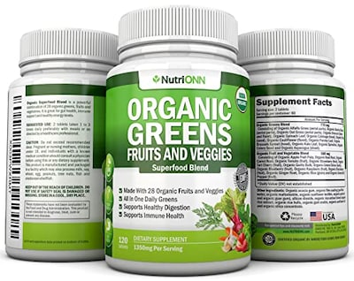 Foto 6 | Foto 6 | Suplemento Nutrionn, Cápsulas Orgánicas Super Greens, 120 Unidades - Venta Internacional.