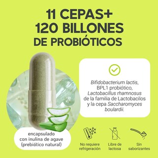 Foto 8 | Foto 8 | Suplemento MegaBiotic 120 Billones 11 Cepas Probióticos y Prebióticos para 60 Días con Inulina de Agave y Aloe Vera Sábila