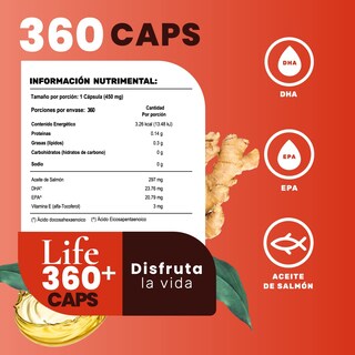 Foto 4 | Foto 4 | 360 Capsulas de Omega 3 Salmon Oil Vitamina E Aceite de Salmon con Dha y Epa Life 360