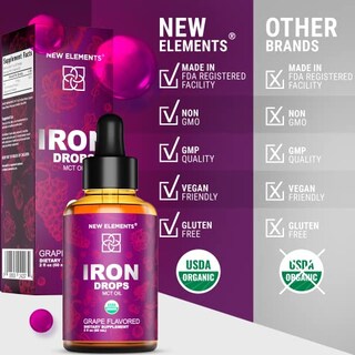 Foto 2 | Foto 2 | Suplemento De Hierro New Elements Organic Liquid 60 Ml - Venta Internacional.