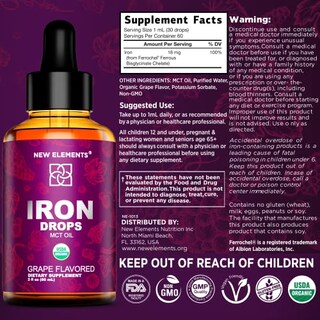Foto 3 | Foto 3 | Suplemento De Hierro New Elements Organic Liquid 60 Ml - Venta Internacional.