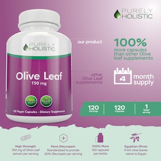 Foto 2 | Foto 2 | Suplemento De Extracto De Hoja De Olivo Puramente Holístico 750 Mg X120 - Venta Internacional.