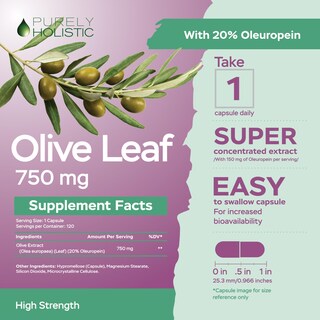 Foto 3 | Foto 3 | Suplemento De Extracto De Hoja De Olivo Puramente Holístico 750 Mg X120 - Venta Internacional.