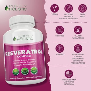 Foto 7 | Foto 7 | Suplemento De Resveratrol Puramente Holístico De 1450 Mg Con 180 Cápsulas - Venta Internacional.
