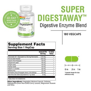 Foto 3 | Foto 3 | Suplemento Solaray Super Digestaway, Enzima Digestiva, 180 Verduras - Venta Internacional.