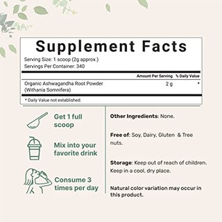 Foto 2 | Foto 2 | Suplemento Con Microingredientes En Polvo De Raíz De Ashwagandha, 680 G - Venta Internacional.