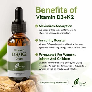 Foto 3 | Foto 3 | Gotas De Vitamina D3 Ultra6 Nutrition Con Vitamina K2 30 Ml - Venta Internacional