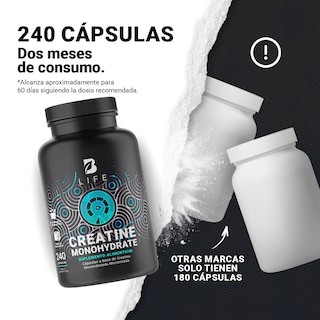 Foto 4 | Foto 4 | Suplemento Alimenticio B Life Creatine Monohydrate 240 Cápsulas