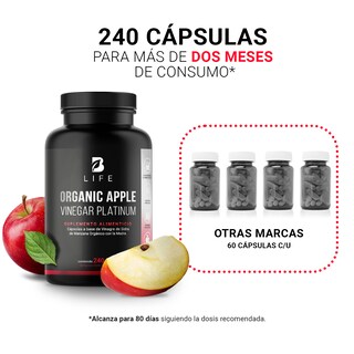 Foto 5 | Foto 5 | Vinagre de Manzana Orgánico de 240 Cápsulas Apple Platinum B Life