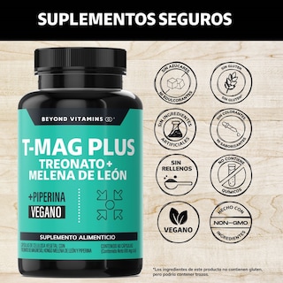 Foto 2 | Foto 2 | Suplemento Alimenticio T-mag Plus Treonato + Melena de León Beyond Vitamins 60 Cápsulas