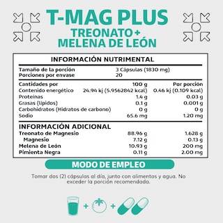 Foto 3 | Foto 3 | Suplemento Alimenticio T-mag Plus Treonato + Melena de León Beyond Vitamins 60 Cápsulas