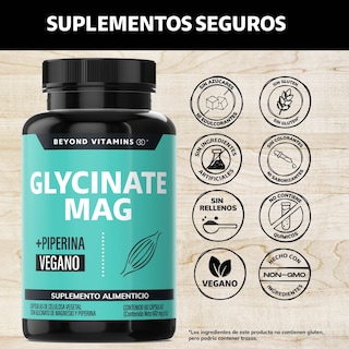 Foto 2 | Foto 2 | Suplemento Alimenticio Glicinato de Magnesio + Pimienta Negra Beyond Vitamins 60 Cápsulas