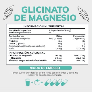Foto 3 | Foto 3 | Suplemento Alimenticio Glicinato de Magnesio + Pimienta Negra Beyond Vitamins 60 Cápsulas