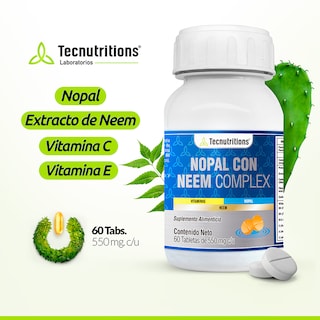 Foto 2 | Foto 2 | Suplemento Tecnutritions Nopal Con Neem Complex 60 Tabletas